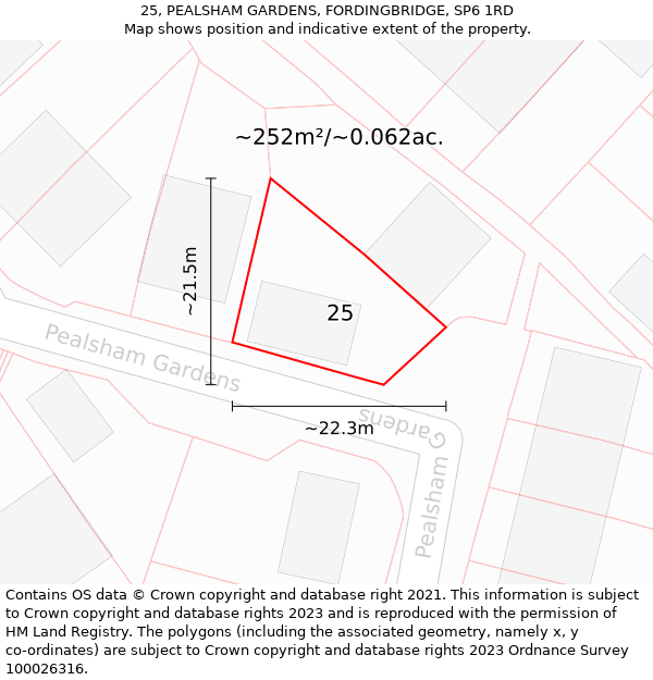 25, PEALSHAM GARDENS, FORDINGBRIDGE, SP6 1RD: Plot and title map