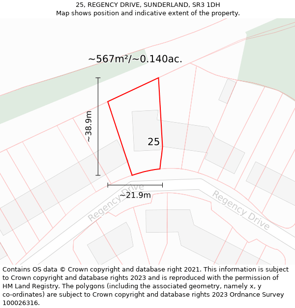 25, REGENCY DRIVE, SUNDERLAND, SR3 1DH: Plot and title map