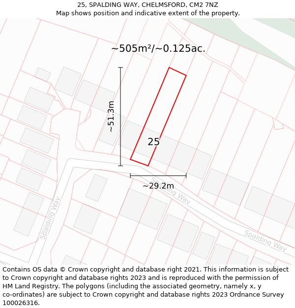 25, SPALDING WAY, CHELMSFORD, CM2 7NZ: Plot and title map