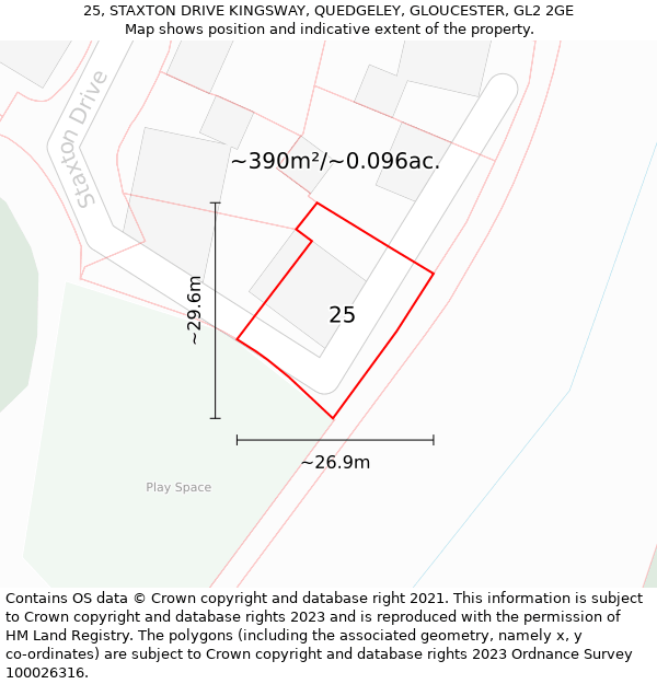25, STAXTON DRIVE KINGSWAY, QUEDGELEY, GLOUCESTER, GL2 2GE: Plot and title map