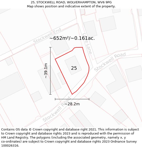 25, STOCKWELL ROAD, WOLVERHAMPTON, WV6 9PG: Plot and title map