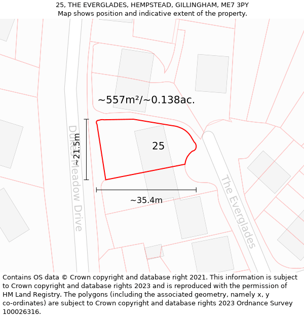 25, THE EVERGLADES, HEMPSTEAD, GILLINGHAM, ME7 3PY: Plot and title map