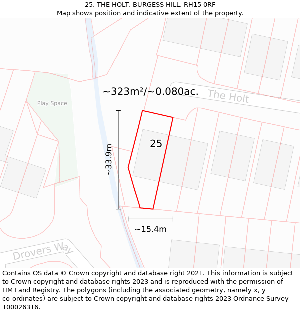 25, THE HOLT, BURGESS HILL, RH15 0RF: Plot and title map