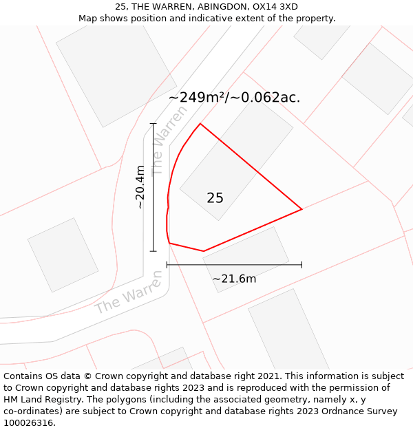 25, THE WARREN, ABINGDON, OX14 3XD: Plot and title map