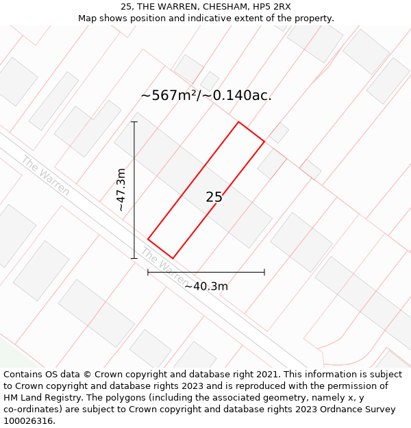 25, THE WARREN, CHESHAM, HP5 2RX: Plot and title map