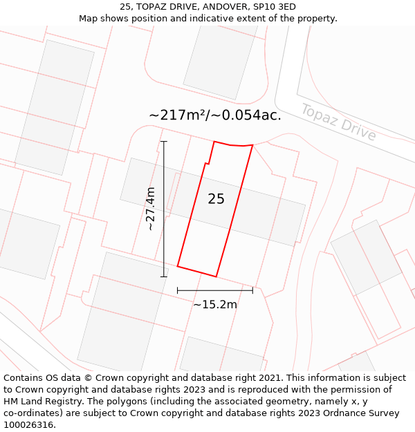 25, TOPAZ DRIVE, ANDOVER, SP10 3ED: Plot and title map