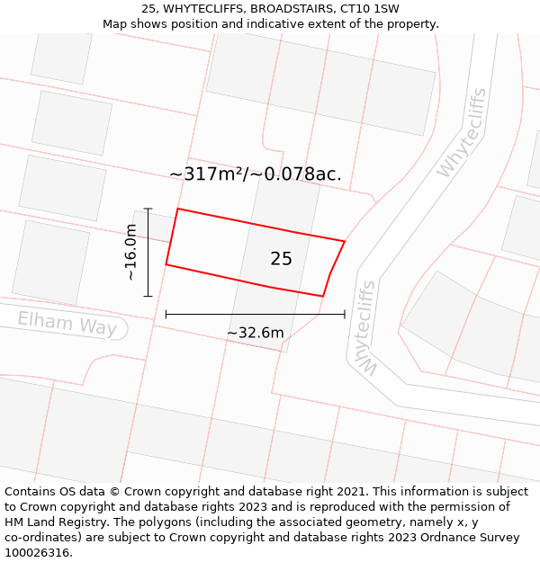 25, WHYTECLIFFS, BROADSTAIRS, CT10 1SW: Plot and title map