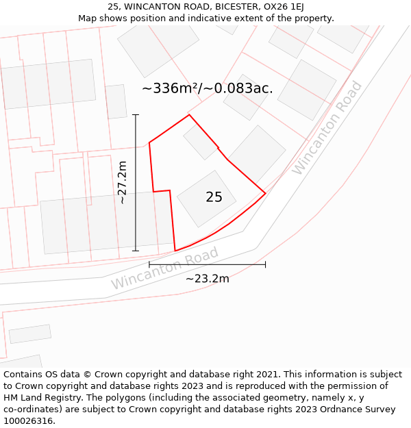 25, WINCANTON ROAD, BICESTER, OX26 1EJ: Plot and title map