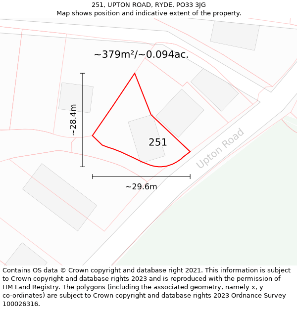 251, UPTON ROAD, RYDE, PO33 3JG: Plot and title map