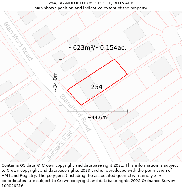 254, BLANDFORD ROAD, POOLE, BH15 4HR: Plot and title map