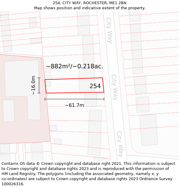 254, CITY WAY, ROCHESTER, ME1 2BN: Plot and title map