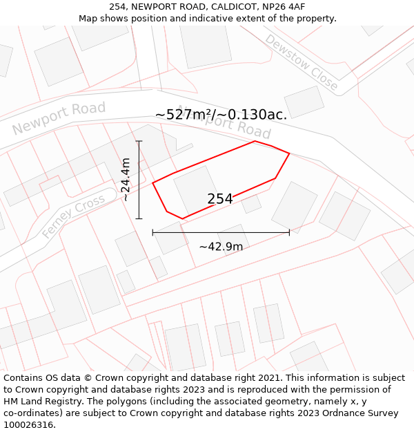 254, NEWPORT ROAD, CALDICOT, NP26 4AF: Plot and title map