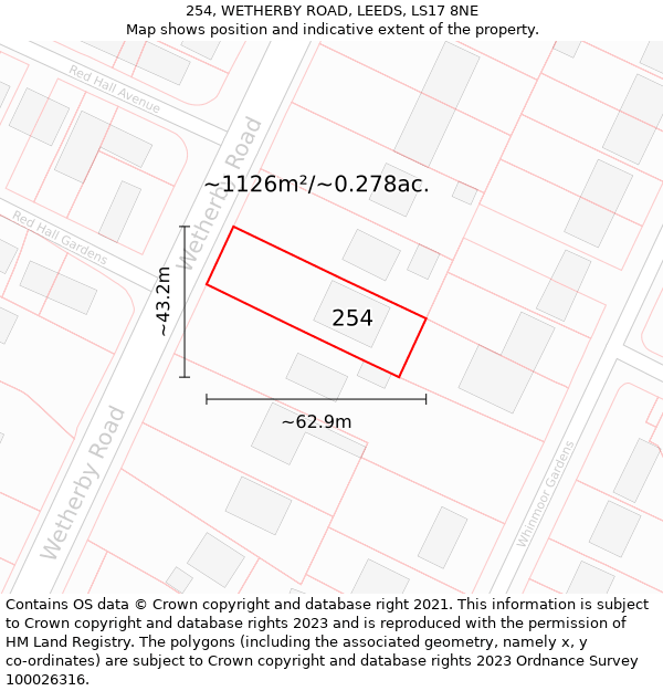 254, WETHERBY ROAD, LEEDS, LS17 8NE: Plot and title map