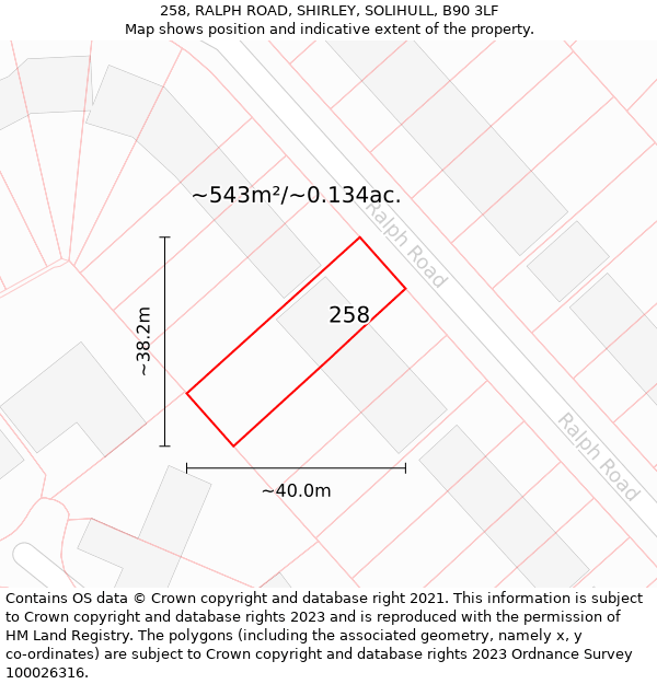 258, RALPH ROAD, SHIRLEY, SOLIHULL, B90 3LF: Plot and title map