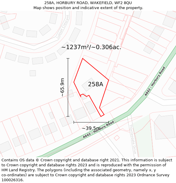 258A, HORBURY ROAD, WAKEFIELD, WF2 8QU: Plot and title map