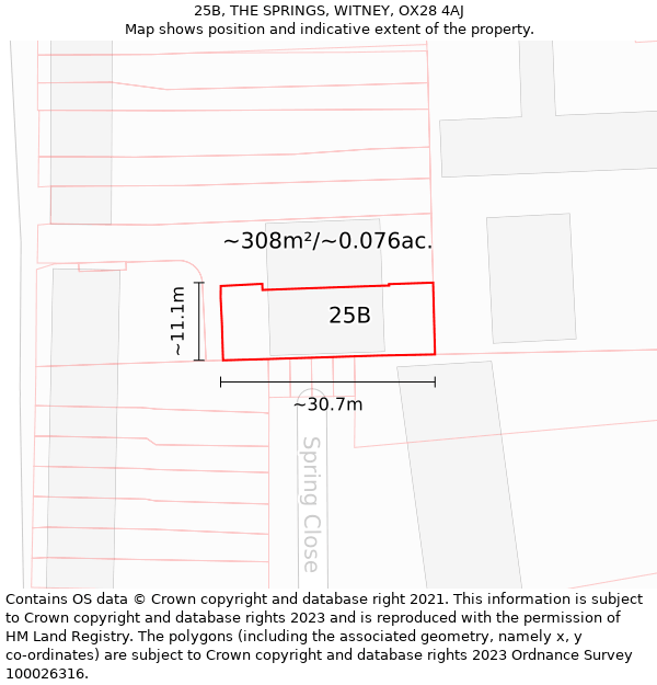 25B, THE SPRINGS, WITNEY, OX28 4AJ: Plot and title map