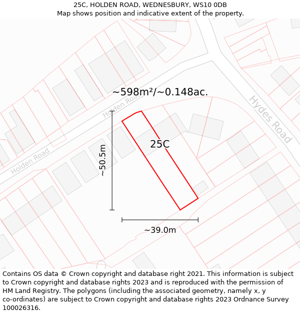 25C, HOLDEN ROAD, WEDNESBURY, WS10 0DB: Plot and title map