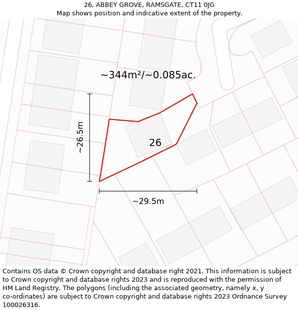 26, ABBEY GROVE, RAMSGATE, CT11 0JG: Plot and title map