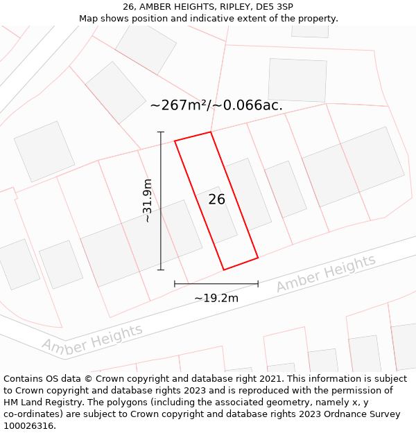 26, AMBER HEIGHTS, RIPLEY, DE5 3SP: Plot and title map