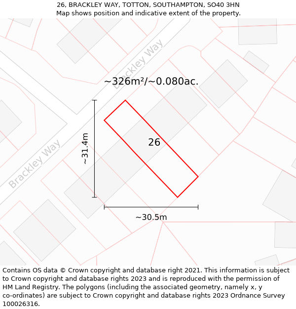 26, BRACKLEY WAY, TOTTON, SOUTHAMPTON, SO40 3HN: Plot and title map