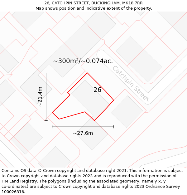 26, CATCHPIN STREET, BUCKINGHAM, MK18 7RR: Plot and title map