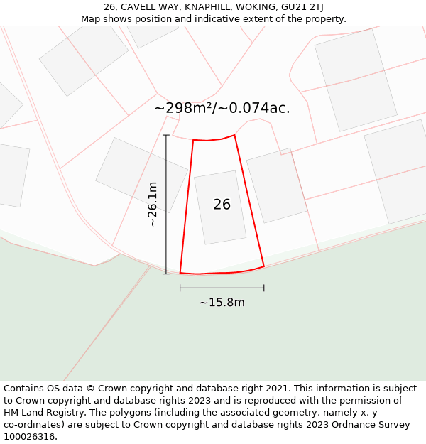 26, CAVELL WAY, KNAPHILL, WOKING, GU21 2TJ: Plot and title map