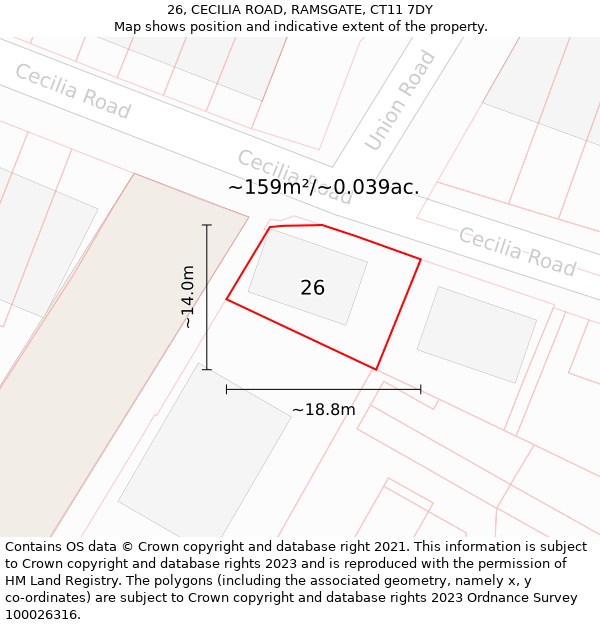 26, CECILIA ROAD, RAMSGATE, CT11 7DY: Plot and title map