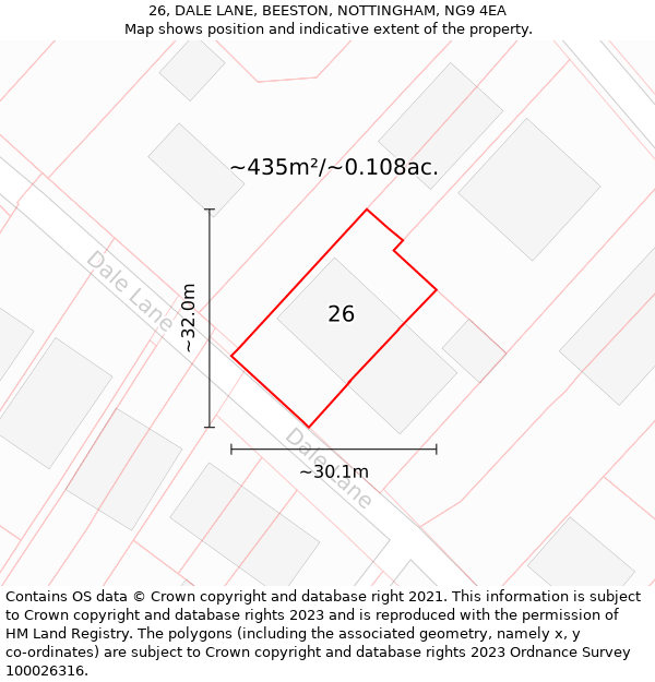 26, DALE LANE, BEESTON, NOTTINGHAM, NG9 4EA: Plot and title map