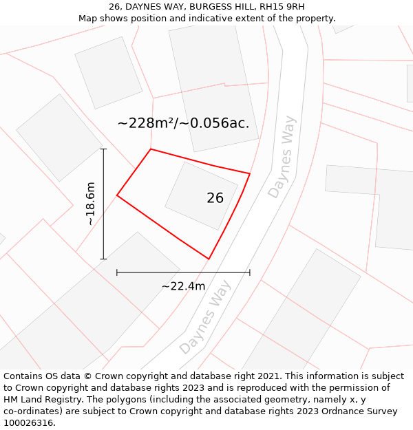 26, DAYNES WAY, BURGESS HILL, RH15 9RH: Plot and title map