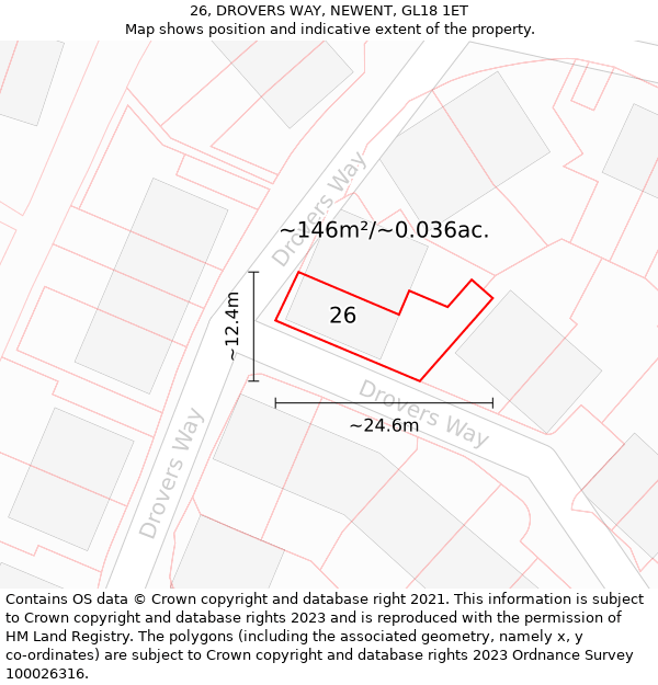 26, DROVERS WAY, NEWENT, GL18 1ET: Plot and title map