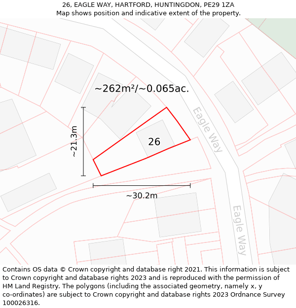 26, EAGLE WAY, HARTFORD, HUNTINGDON, PE29 1ZA: Plot and title map