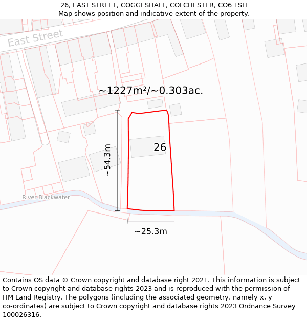 26, EAST STREET, COGGESHALL, COLCHESTER, CO6 1SH: Plot and title map