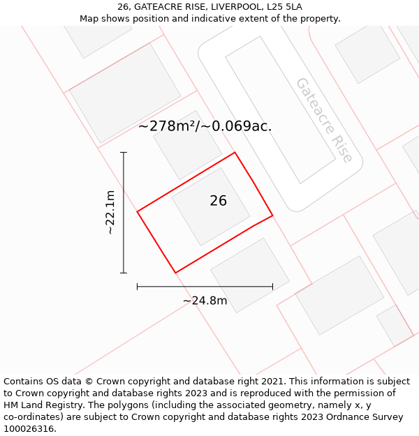26, GATEACRE RISE, LIVERPOOL, L25 5LA: Plot and title map
