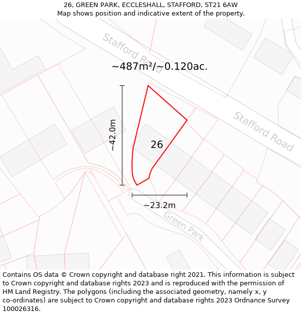 26, GREEN PARK, ECCLESHALL, STAFFORD, ST21 6AW: Plot and title map