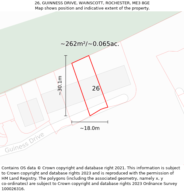 26, GUINNESS DRIVE, WAINSCOTT, ROCHESTER, ME3 8GE: Plot and title map