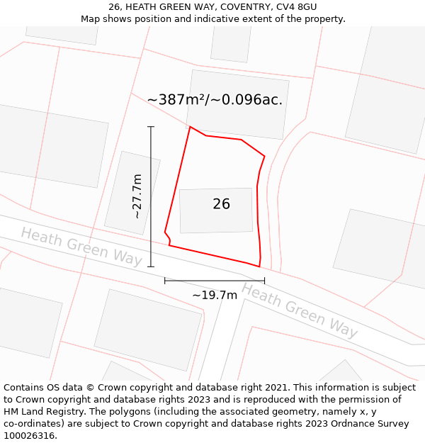 26, HEATH GREEN WAY, COVENTRY, CV4 8GU: Plot and title map