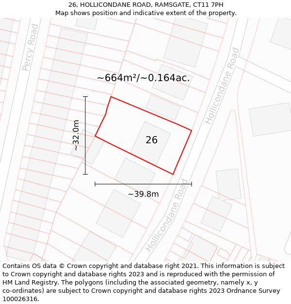 26, HOLLICONDANE ROAD, RAMSGATE, CT11 7PH: Plot and title map