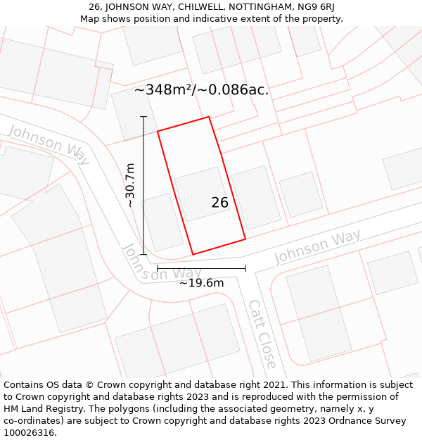 26, JOHNSON WAY, CHILWELL, NOTTINGHAM, NG9 6RJ: Plot and title map