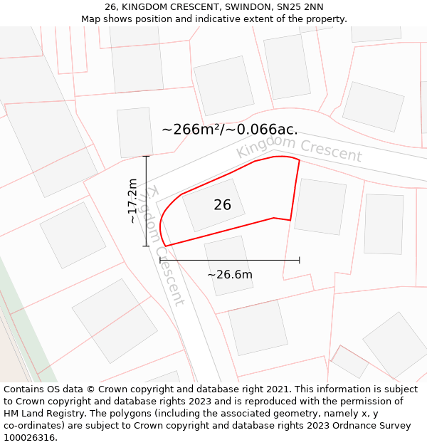 26, KINGDOM CRESCENT, SWINDON, SN25 2NN: Plot and title map