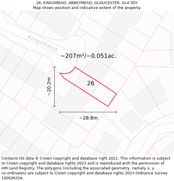 26, KINGSMEAD, ABBEYMEAD, GLOUCESTER, GL4 5DY: Plot and title map