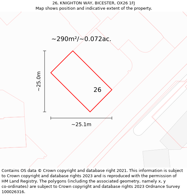 26, KNIGHTON WAY, BICESTER, OX26 1FJ: Plot and title map