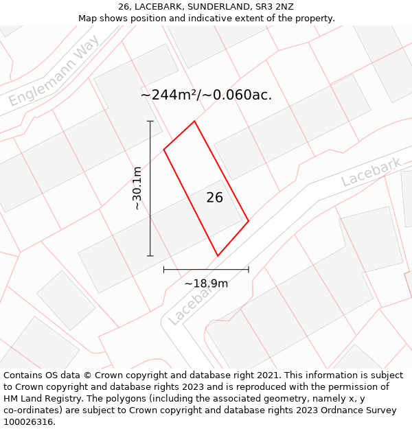 26, LACEBARK, SUNDERLAND, SR3 2NZ: Plot and title map