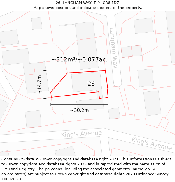 26, LANGHAM WAY, ELY, CB6 1DZ: Plot and title map