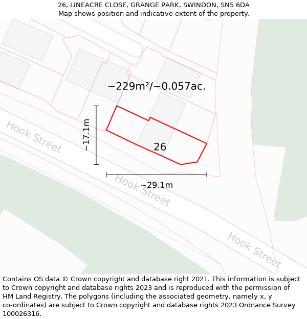 26, LINEACRE CLOSE, GRANGE PARK, SWINDON, SN5 6DA: Plot and title map