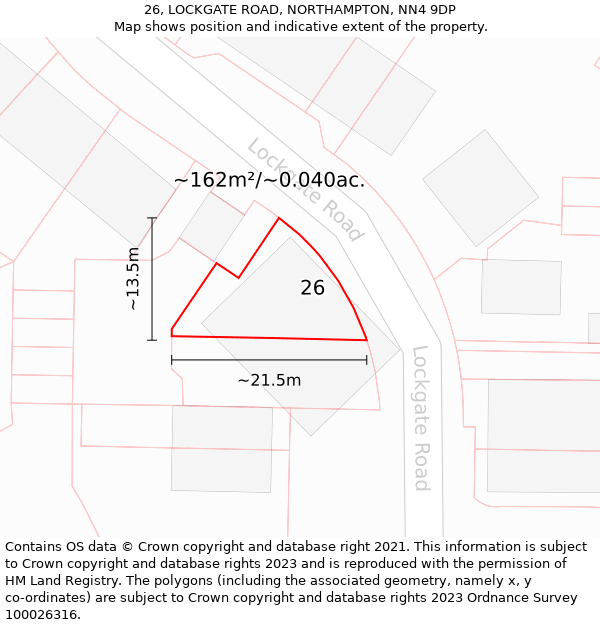 26, LOCKGATE ROAD, NORTHAMPTON, NN4 9DP: Plot and title map