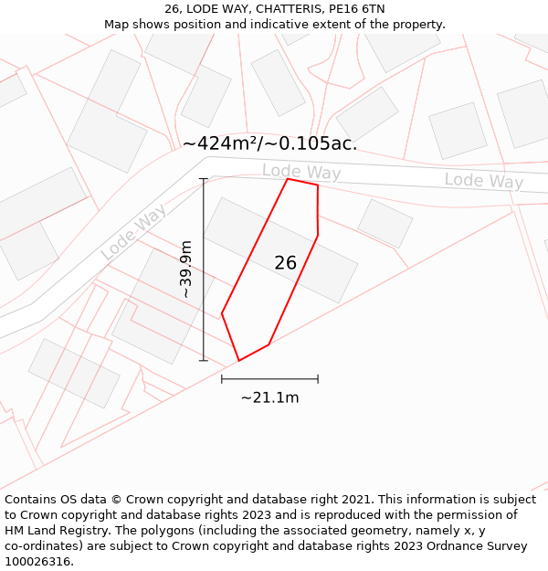 26, LODE WAY, CHATTERIS, PE16 6TN: Plot and title map