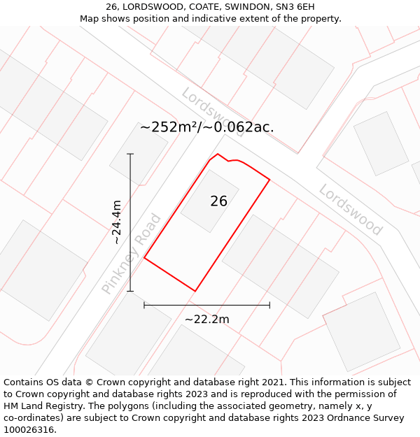 26, LORDSWOOD, COATE, SWINDON, SN3 6EH: Plot and title map