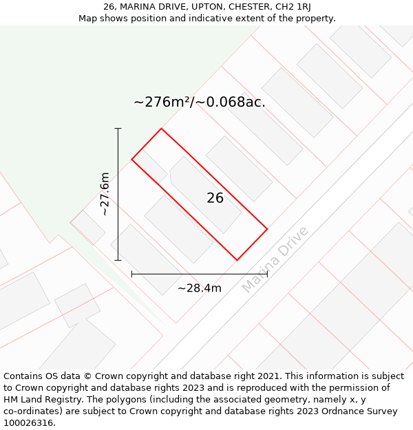 26, MARINA DRIVE, UPTON, CHESTER, CH2 1RJ: Plot and title map