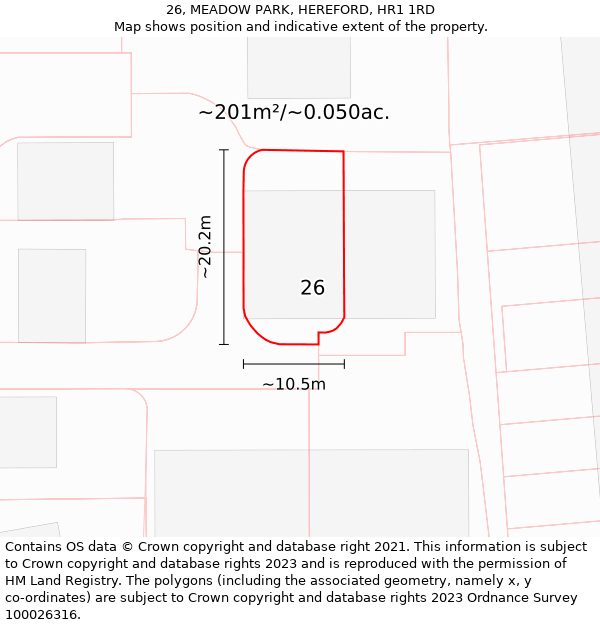 26, MEADOW PARK, HEREFORD, HR1 1RD: Plot and title map