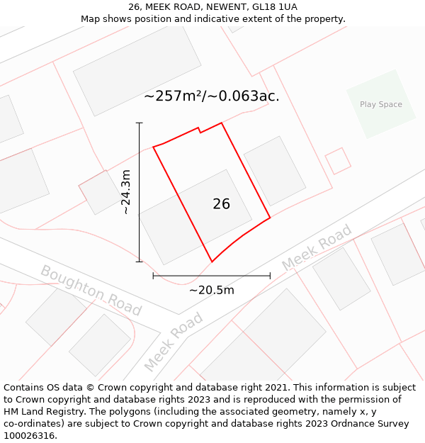 26, MEEK ROAD, NEWENT, GL18 1UA: Plot and title map